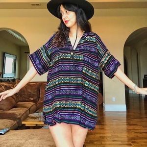 Neon embroidered poncho